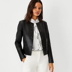 Faux leather cropped jacket